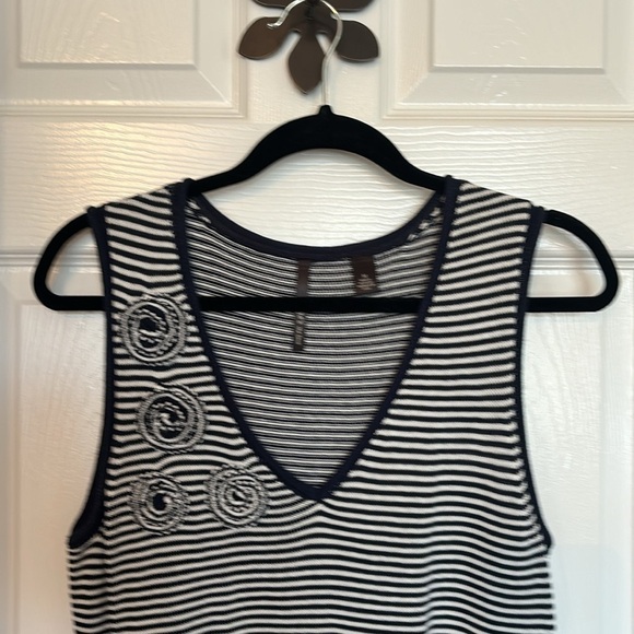 3 for $10 Sky’s The Limit Navy and White Stripped Knit Tunic Top w/Rosettes Med - Picture 3 of 8